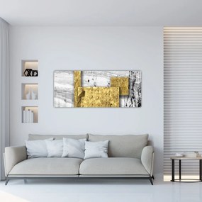 Obraz - Zlaté štvorce N⁰1 (120x50 cm)