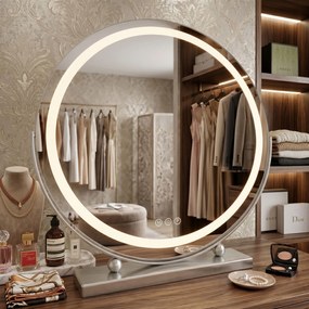 Rea MAKE-UP, kozmetické LED zrkadlo 50cm na postavenie, chrómová, HOM-10910