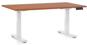 Výškovo nastaviteľný stôl OfficeTech C, 140 x 80 cm, biela podnož, čerešňa