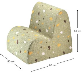 Zelené detské kresielko z textílie buklé/ženilkové Terrazzo Cloud – Wigiwama