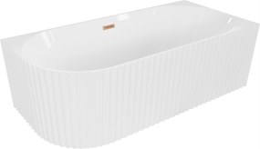 Mexen Gia Rohová Vaňa 150x75 Pravá Ryhovaná, Biela, Meď Kartáčovaná