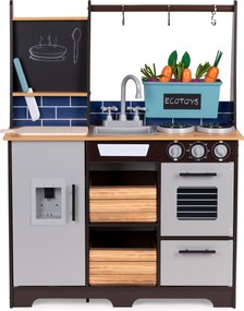 Drevená detská kuchynka ECOTOYS s doplnkami a zeleninou