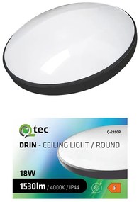 Stropná lampa QTEC 18W 4000K čierna