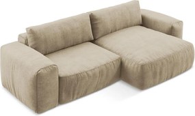 Svetlohnedá ženilková rozkladacia rohová pohovka (pravý roh/s leňoškou) Kuki – Makamii