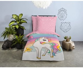 Ružové bavlnené detské obliečky na jednolôžko 140x200 cm Dash – Good Morning