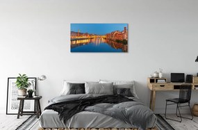 Obraz na plátne Italy River mosty budovy v noci 140x70 cm