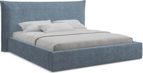 Modrá čalúnená dvojlôžková posteľ s úložným priestorom s roštom 180x200 cm Esala – Makamii