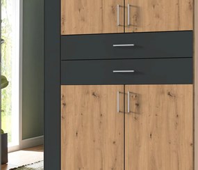 Šatníková skriňa Taiga, 270 cm, dub artisan/grafit