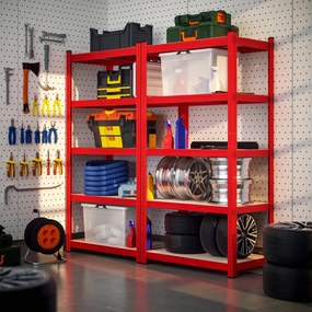 Monzana Regál s vysokou nosnosťou HEAVY, max. 875kg, 90x40x180cm, červená