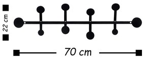 Nástěnný věšák Hook 70 cm černý