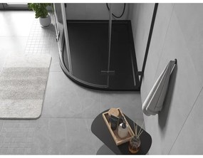 Mexen Flow, asymetrická štvrťkruhová sprchová vanička slim, ľavá 100 x 80 cm, čierna matná, 46Q708010L