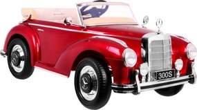Ramiz Mercedes Benz 300S Retro pre deti Červený lak + diaľkové ovládanie + EVA + pomalý štart + LED MP3