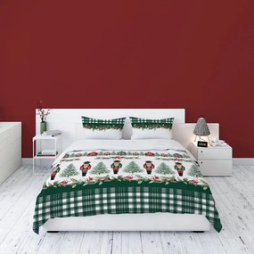 Vianočné posteľné obliečky zelené s Luskáčikom Velikost: 160x200 cm | 2 x 70x80 cm