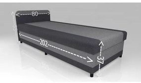 Čalúnená válenda s úložným priestorom TALI 80x202 sivá/antracit