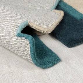 Flair Rugs, Ručne všívaný kusový koberec Abstract Collage Teal, 120x180, modrá, viacfarebná, kancelária