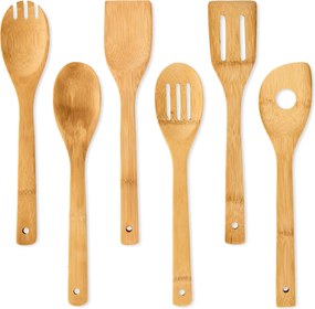 Klarstein Kuchynské príslušenstvo, kuchynské lyžice a obracačky, súprava 6 kusov, ekologické, bambus