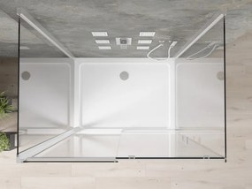 Mexen Omega-3S sprchový kút 3-stenový, posuvný 100x80 cm, transparentný, chróm + vanička Flat - 825-100-080-01-00-3s-4010