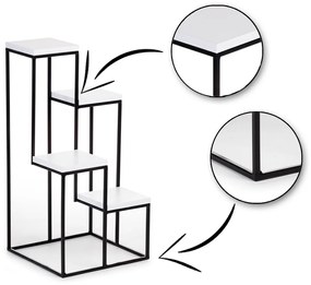 STOJAN NA KVETINÁČ KASKADA 70X34X34 CM ČIERNA/BIELA