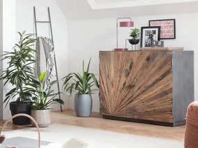 furniture-nabytek.cz - Masívna komoda Dresser Derby z recyklovaného dreva a kovu, lakovaná, prírodná / šedá