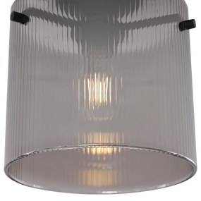 Art Deco stropné svietidlo čierne s dymovým sklom - Laura