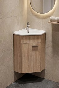 Aqualine Aqualine, ZOJA rohová umývadlová skrinka 39x74x39cm, dub platin, 50346