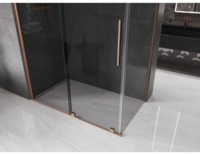 Mexen Velar, sprchový kút s posuvnými dverami 140 x 85 cm, 8mm šedé sklo, medená matná, 871-140-085-41-65