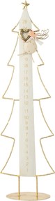 Kovový LED adventný kalendár Vianočný strom biela/zlatá – 23*12*78,5 cm