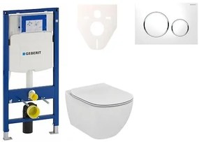 Cenovo zvýhodnený závesný WC set Geberit do ľahkých stien / predstenová montáž + WC Ideal Standard Tesi 111.300.00.5NF4