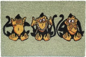 Rohožka Tri opice 40x60 cm, zelená%