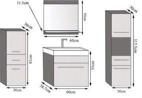 Kúpeľňový nábytok Belini biely mat + umývadlo + zrkadlo  ROD M 5/0/W/W/0/ZW