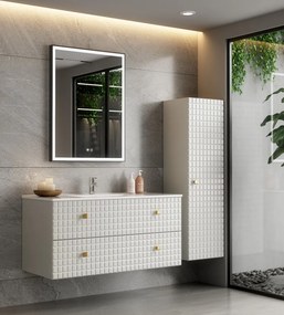 Erga Samira, LED zrkadlo 60x80cm v čiernom ráme, 2185 lm, 3 farby svetla, predné/zadné osvetlenie, ERG-V01-SAMIRA-6080-BK