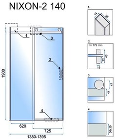 Rea - NIXON posuvné sprchové dvere, pravé, chróm, 140 x 190 cm, REA-K5007
