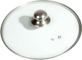 Sklenená pokrievka s nerezovým úchytom pr. 20 cm