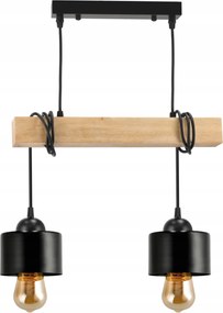 BERGE LED závesné stropné svietidlo drevený trám 2xE27 Luster Loft Cup Black
