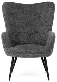 Autronic - Křeslo "ušák", potah šedá látka, nohy černý kov. - AK-W1206 GREY2 AKCE