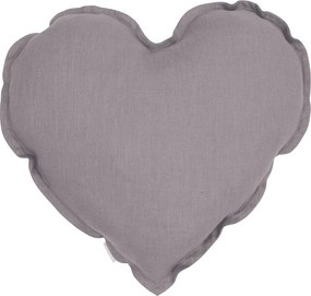 Ľanový vankúš srdca tmavo šedá 44cm