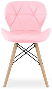 Jedálenská stolička LAGO ekokoža rúžová (hnedé nohy)