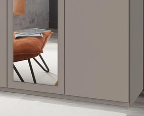 Šatníková skriňa so zrkadlami Düsseldorf, 225 cm, šedá sahara