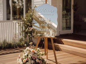 Personalizovaná nálepka na zrkadlo S50 – Welcome to the wedding of...