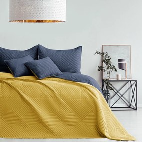 AmeliaHome Prehoz na posteľ Softa tmavomodrý/medový