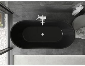 Mexen Montana, voľne stojaca vaňa 170 x 80 cm, čierna,  biely prepad, 52011708070-20