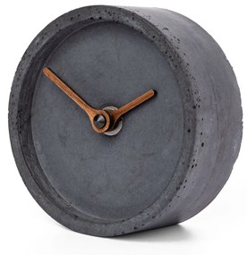Stolové hodiny z betónu CLOCKIES, 10cm, okrúhle, antracitové
