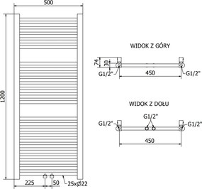Mexen Mars, vykurovacie teleso 1200x500 mm, 417 W, chróm, W110-1200-500-00-01