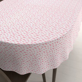 Biante Detský bavlnený oválny obrus Sandra SA-128 Koralové obláčiky na bielom 120x140 cm