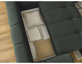 Zelená rozkladacia/s úložným priestorom rohová pohovka (pravý roh/do L) Fuji – Bobochic Paris