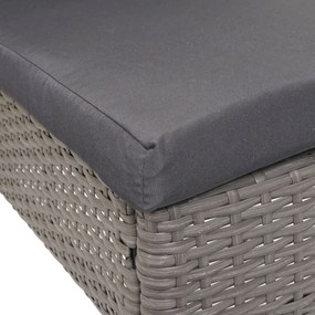 4x Stolička a stola HWC-G19, polyratan, 120x75cm - sivá, vankúše tmavosivá