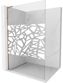 Mexen Kioto L, sprchová zástena Walk-In 110 x 200 cm, 8mm číre sklo biely vzor, ružové zlato profil, 800-110-103-60-85