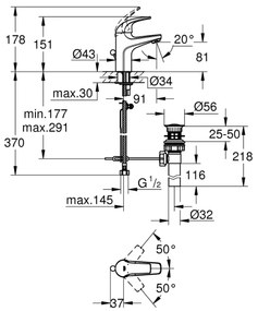 GROHE 32805000 - Umývadlová batéria BAUCURVE DN 15 lesklý chróm