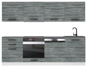 Kuchynská linka Belini Premium Full Version 240 cm šedý antracit Glamour Wood s pracovnou doskou  ALICE