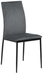 stolička FLOP tmavo sivá (zamat) - moderná do obývacej izby / jedálne / kuchyne / kancelárie